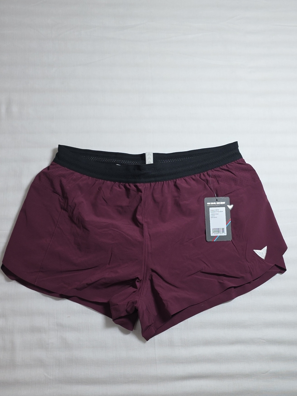 0726 Korsa Women's‎ Wine Athletic Shorts with Black Waistband; Large